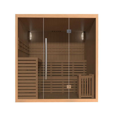 ALEKO Canadian Hemlock 4 Person Indoor Wet Dry Sauna With Heater - SEA4VAH-AP - Purely Relaxation